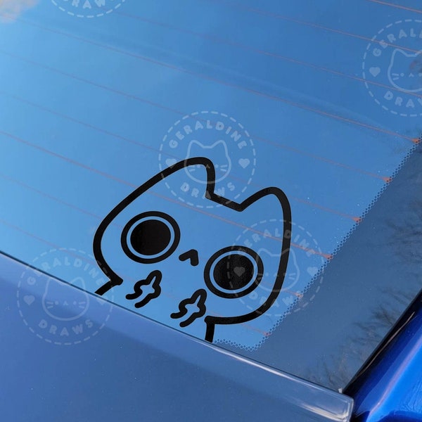 Flipping Cat Static Cling | Car Static Cling | Car Decals | Removable Static Cling | Window Decoration | Funny Cartoon Cat Decal