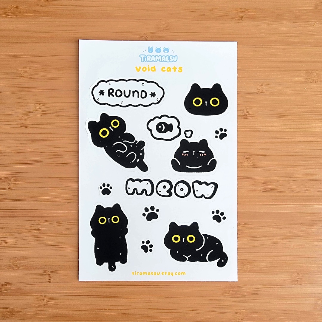 Cute Void Cat Sticker Sheet Funny Cute Black Cat Stickers Animal ...