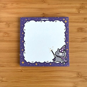 Magician Cat Sticky Note | Cute Cat Themed Stationery Pad | Kawaii Magical Sticky Note | Office Stationery and Organization