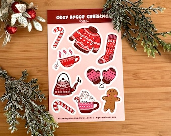 Cozy Hygge Christmas Sticker Sheet | Cute Matte Waterproof Sticker Sheet | Christmas Stickers | Christmas Cozy Stickers | Cozy Winter Vibes