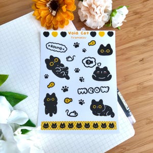 Cute Void Cat Sticker Sheet | Funny Cute Black Cat Stickers | Animal Illustrations | Cat stickers | Planner, Journal and Scrapbook Stickers