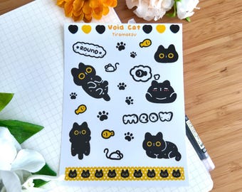 Cute Void Cat Sticker Sheet | Funny Cute Black Cat Stickers | Animal Illustrations | Cat stickers | Planner, Journal and Scrapbook Stickers