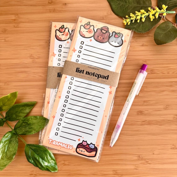Cute Animals Checklist Memopad | Non-sticky Handmade To-Do List Memopad Stationery Pad | Cute Cat, Bear and Rabbit Stationery
