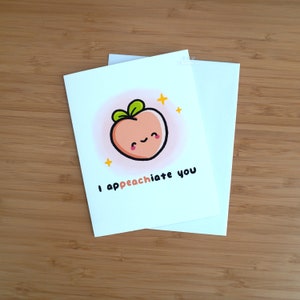 Je vous apaise carte de vœux | Carte de remerciements A2 mignonne petite pêche | Cartes de remerciement humoristiques | Jeux de mots | Carte de voeux d'appréciation