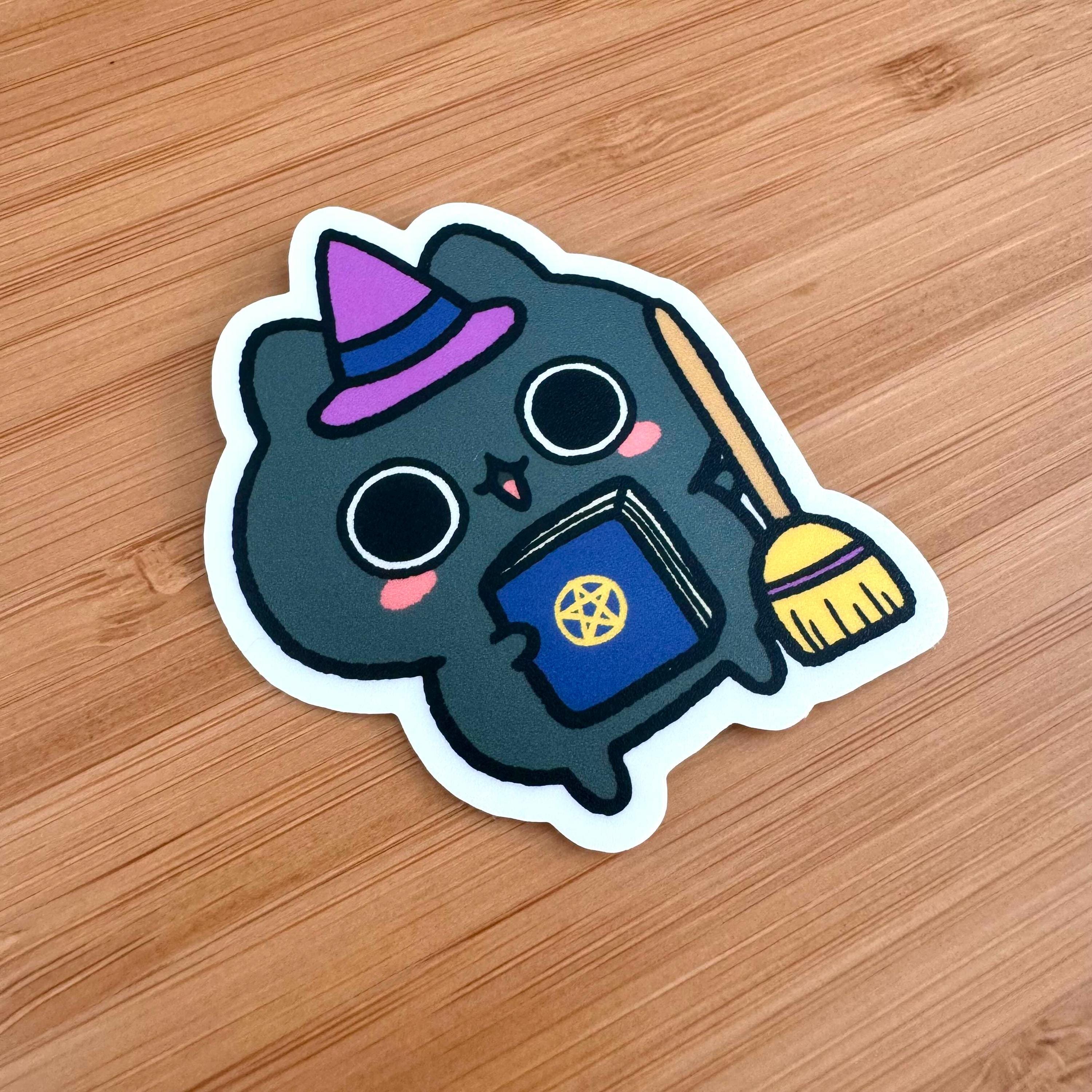 Kawaii Witch Cat Sticker | Spooky Halloween Stickers | Fall Sticker ...