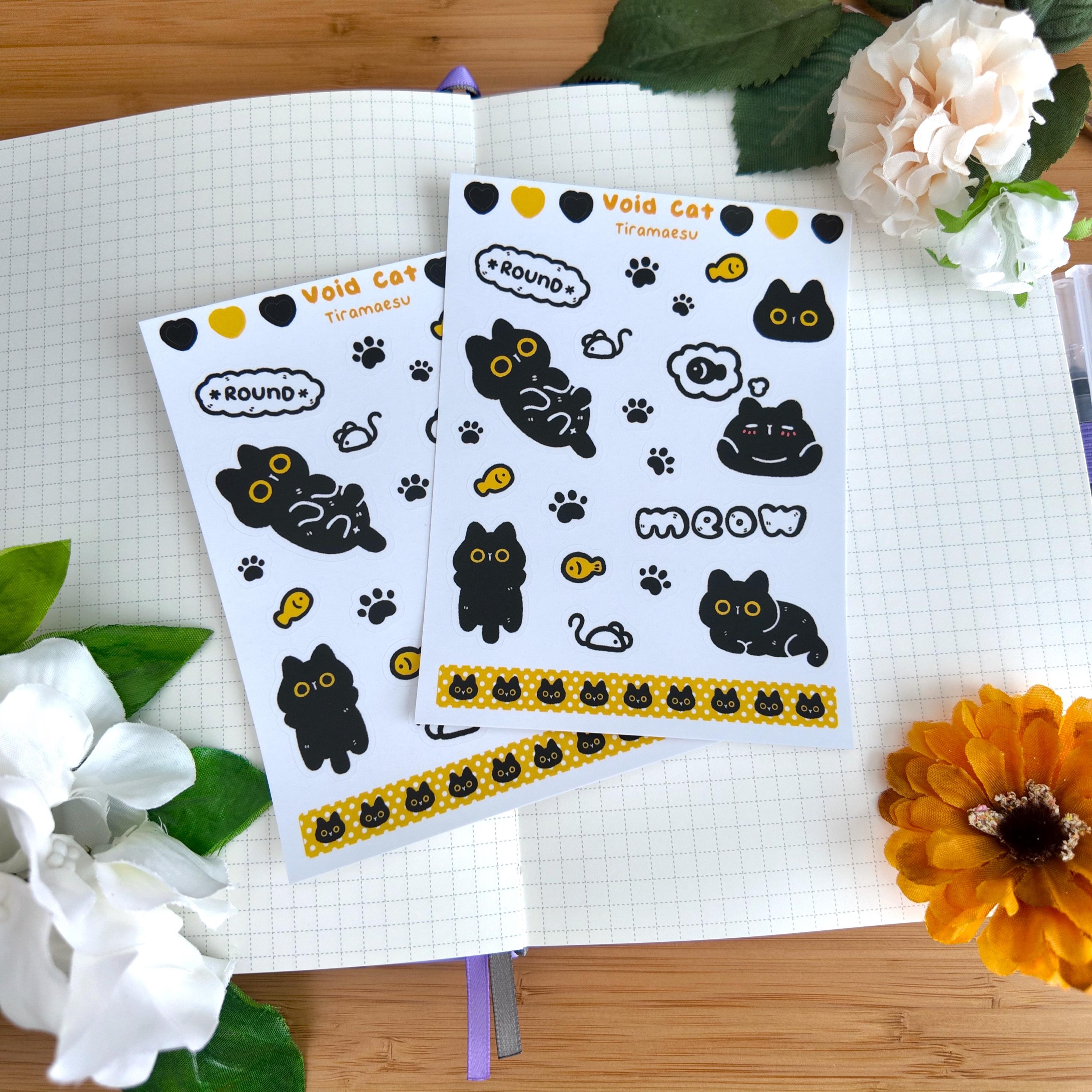 Cute Void Cat Sticker Sheet | Funny Cute Black Cat Stickers | Animal ...