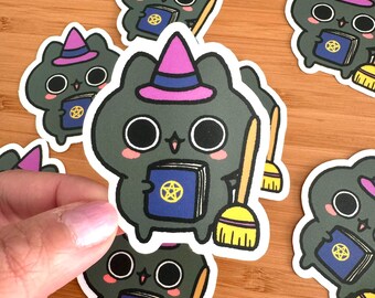 Kawaii Witch Cat Sticker | Spooky Halloween Stickers | Fall Sticker Decoration