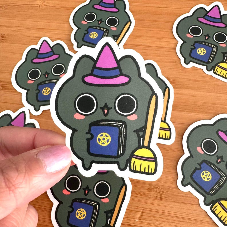 Kawaii Witch Cat Sticker | Spooky Halloween Stickers | Fall Sticker ...