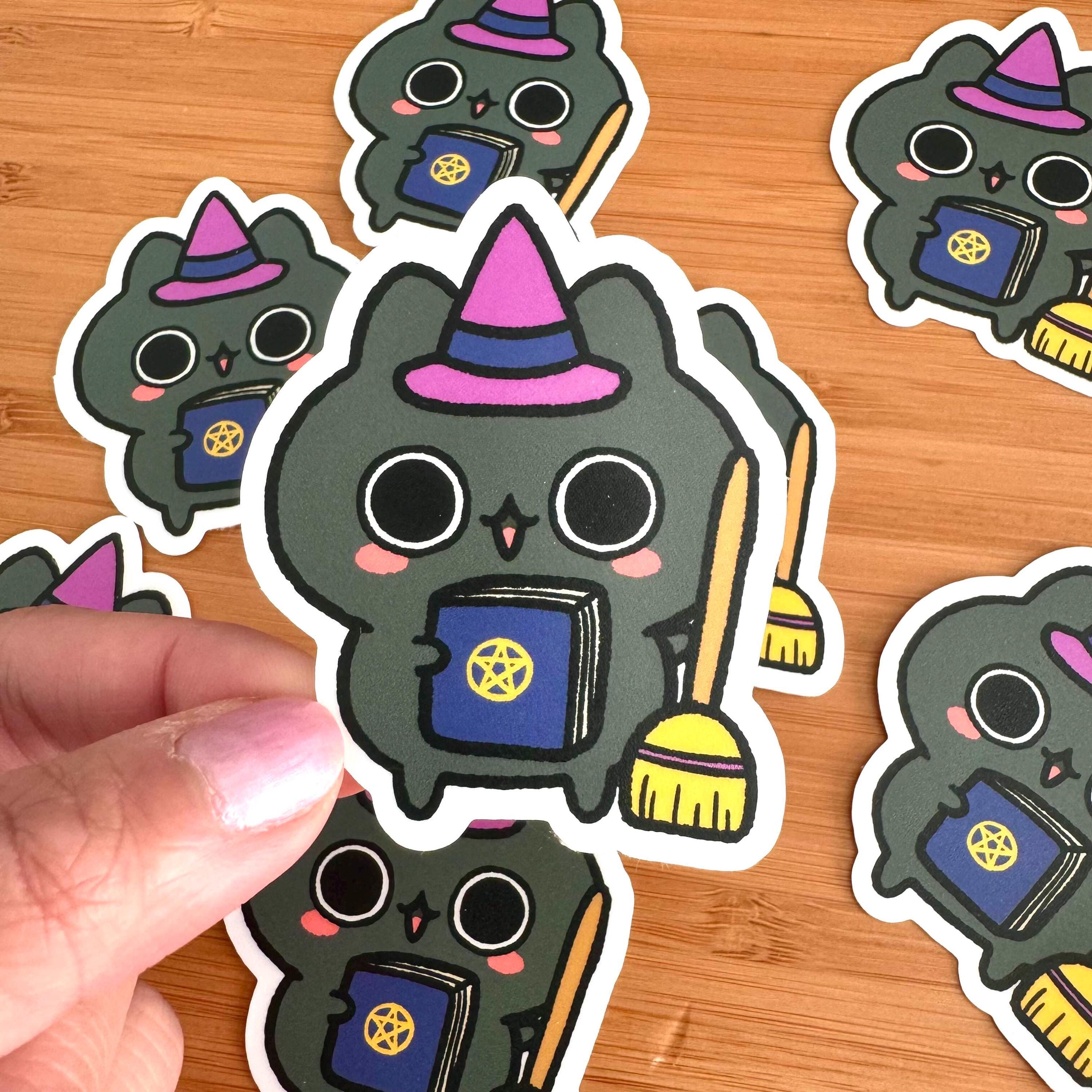 Kawaii Witch Cat Sticker | Spooky Halloween Stickers | Fall Sticker ...