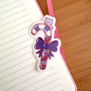 Aesthetic Candy Cane Clear Vinyl Sticker | Christmas Die Cut Sticker | Kawaii Food Sticker | Candy Cane Sticker | Winter Aesthetic Decals