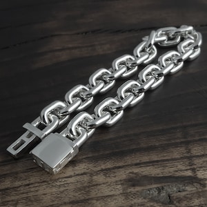 10 mm Anker Gliederarmband Massiv Sterling Silber 925. Einzigartige Handarbeit mutig Schmuck Geschenk für Sie oder Ihn. Hochglanzpoliert, schwer und klobig