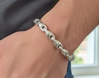 8mm Handcrafted Sterling Silver Chain Bracelet: Unisex Artisan Jewelry