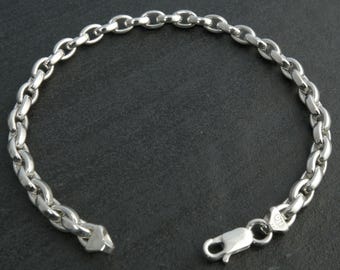 5mm Handcrafted Solid 925 Sterling Silver Oval Link Bracelet — HandMade in Canada