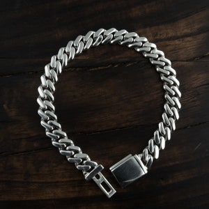 8 mm kubanisches Silberarmband. Massive 925 Sterling Silber Links. Panzerarmband Handgefertigt aus Kettengliedern.