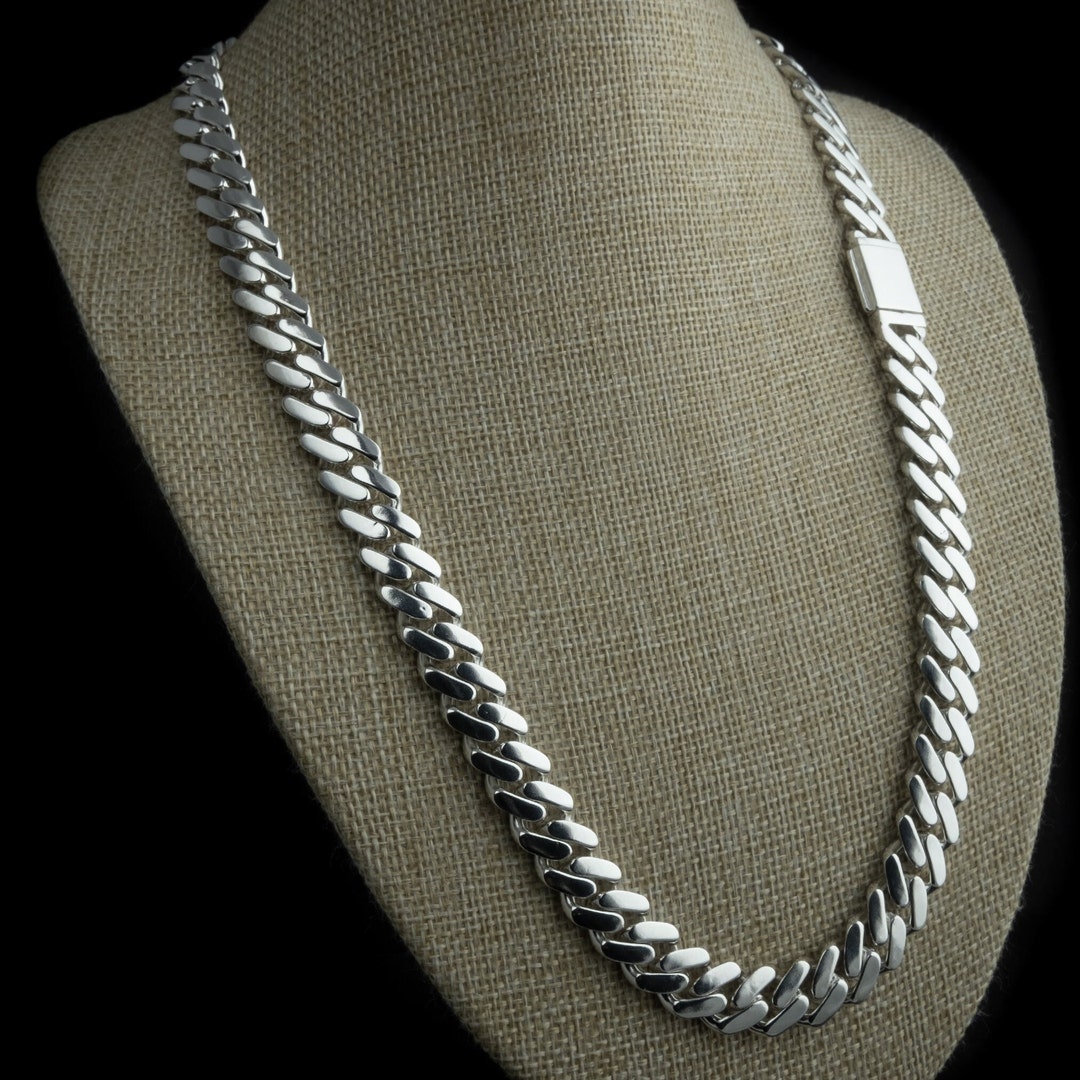 12mm Silver Miami Cuban Chain. Stunning Solid 925 Sterling Silver