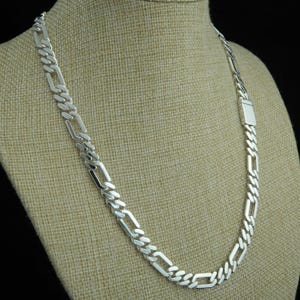 Handcrafted 8mm Sterling Silver Figaro Chain Necklace