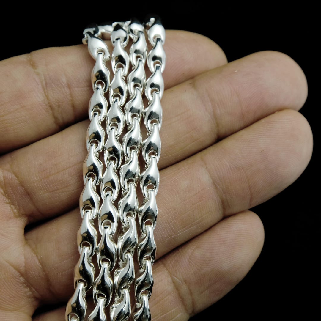 Triangular Link Chain 4.5mm Handcrafted Solid 925 Sterling Silver Round Triangle Link Chain ...