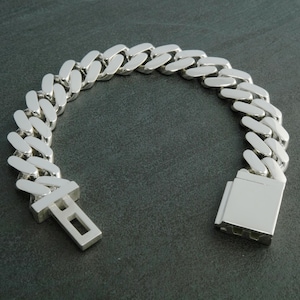 15mm Silver Miami Cuban Tight Link Bracelet. Stunning Solid 925 Sterling Sliver. Heavy Curb Bracelet Handcrafted Links. Gift for him or her