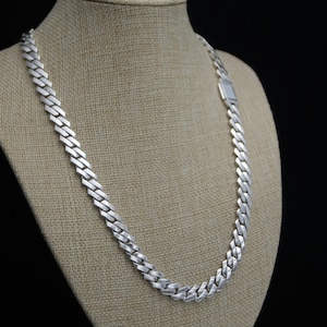 10mm Diamond Cuban Link Chain Necklace Tight Links / Miami Cuban link. Solid 925 Sterling Sliver.  Handcrafted Links.