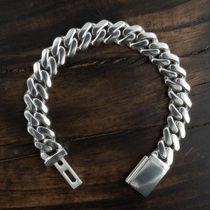 10mm Silver Miami Cuban Bracelet. Solid 925 Sterling Sliver Links. Chunky Heavy Curb Bracelet Handcrafted Chain Links.