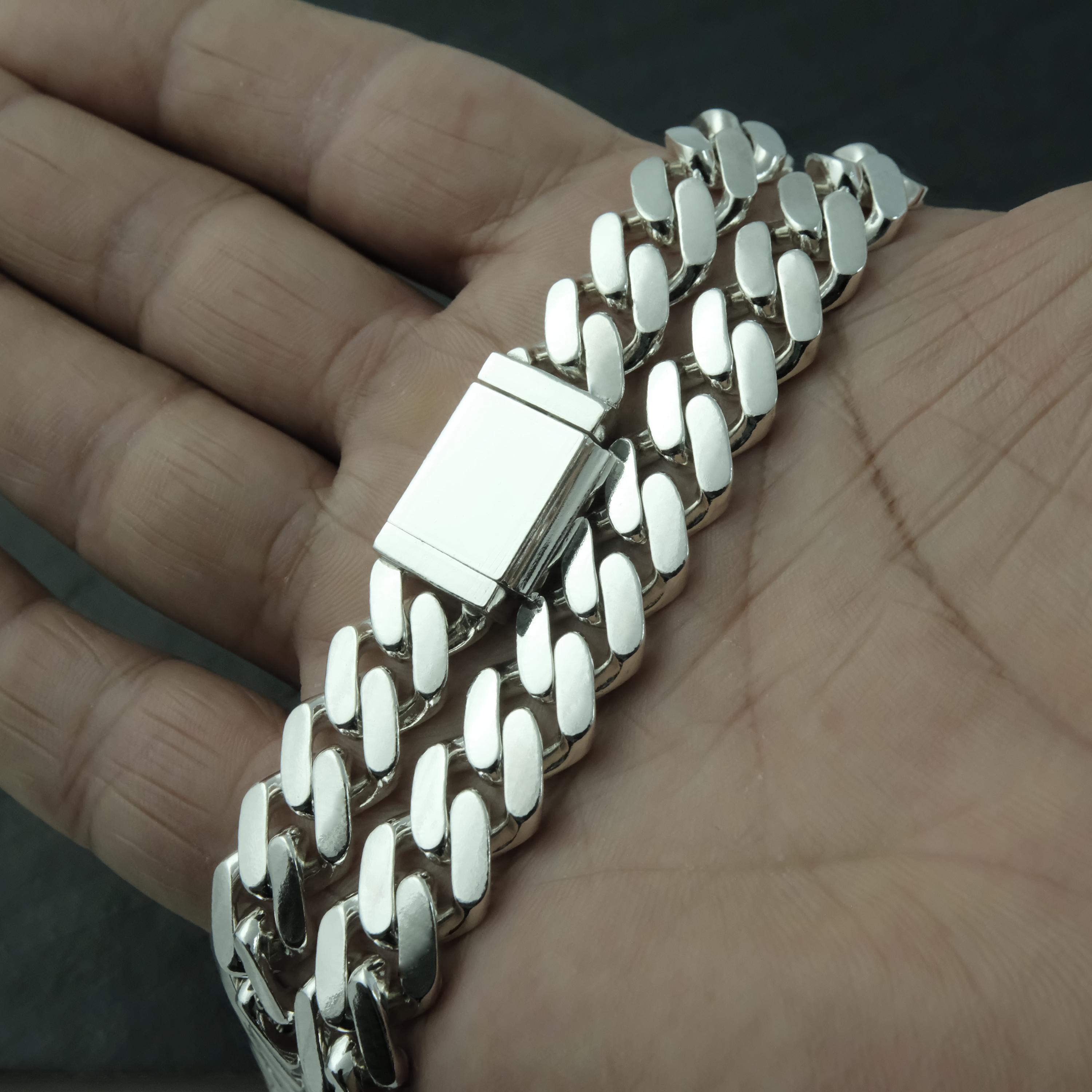 12mm Silver Miami Cuban Chain. Stunning Solid 925 Sterling Silver 