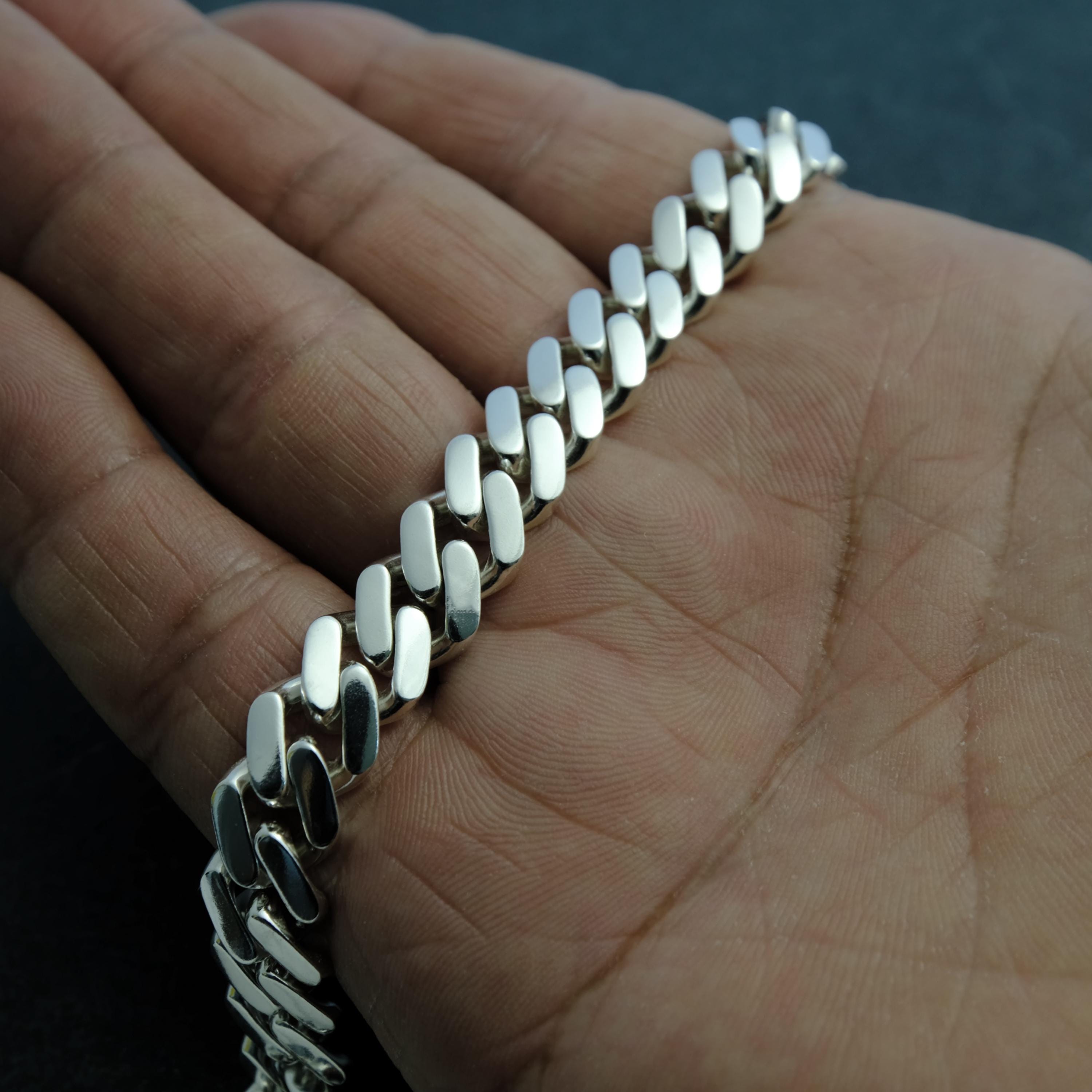 Silver miami cuban link bracelet deals