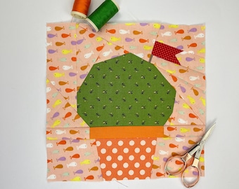 Basil Quilt Block Pattern; PDF Instant Download; Portuguese traditions; Patchwork Foundation Pieced; 3 Sizes