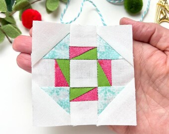 Fusion Dash Quiltblokpatroon; PDF direct te downloaden; Modern Churn Dash-blok; Foundation Pieced-patroon; 5 maten