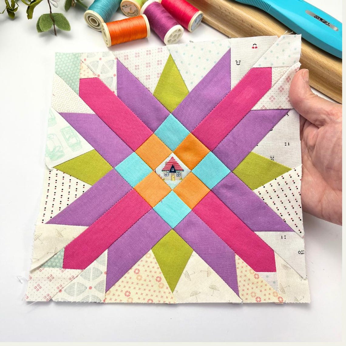 Lumina Star Quilt Block Pattern; PDF Instant Download; Foundation ...