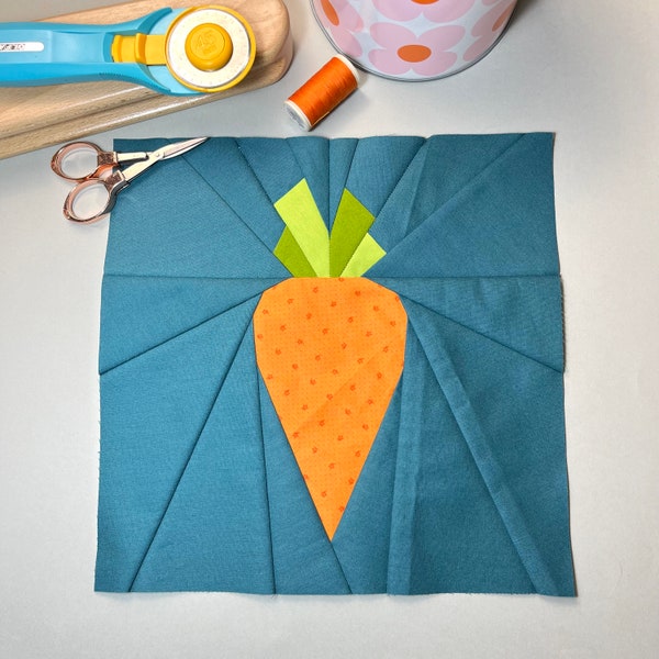 Carrot Quilt Pattern Block; PDF instant download; Easter Carrot Pattern; Modern Patchwork Quilt Block; Five Sizes