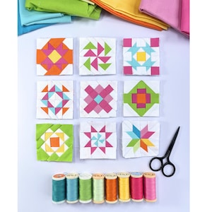 Mini Treasures II Quiltmuster-Bundle (PDF) – 9 Quiltblöcke für die Paper-Piecing-Technik | 2", 4" & 6" | Sofort-Download