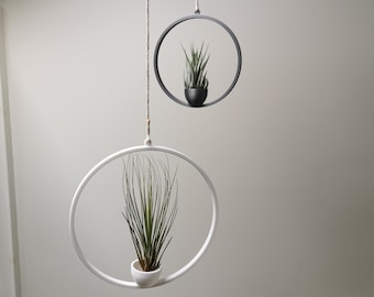 Hanging Air Plant Hanger: Minimalist Ring Design with Macrame String
