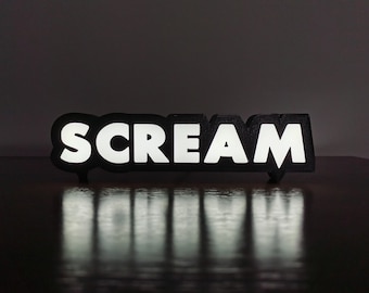 Scream Movie Logo LED Night Light: 3D Printed Film Prop, USB Powered Movie Sign