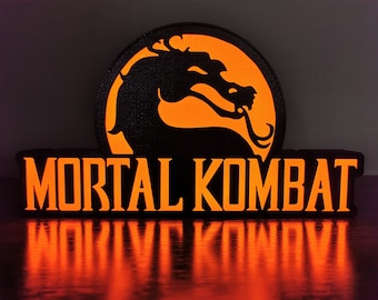 Mortal Kombat LED Sign: Retro Gaming Desktop Light, USB Powered, Movie Logo
