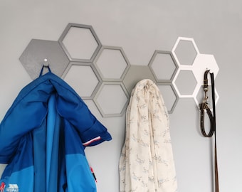 Hexagon Hooks, Honeycomb Hook, Expandable Wall Hook System, Wall Decor, Geometric, Coat Hook, Hexagon Clothes Hooks, Towel hook, Key Holder