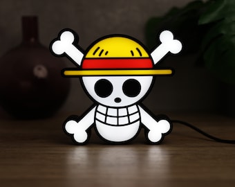 One Piece Pirate Logo LED Sign, USB Powered Night Light, Hot Toys, Monkey D. Luffy, Anime Lover Gift