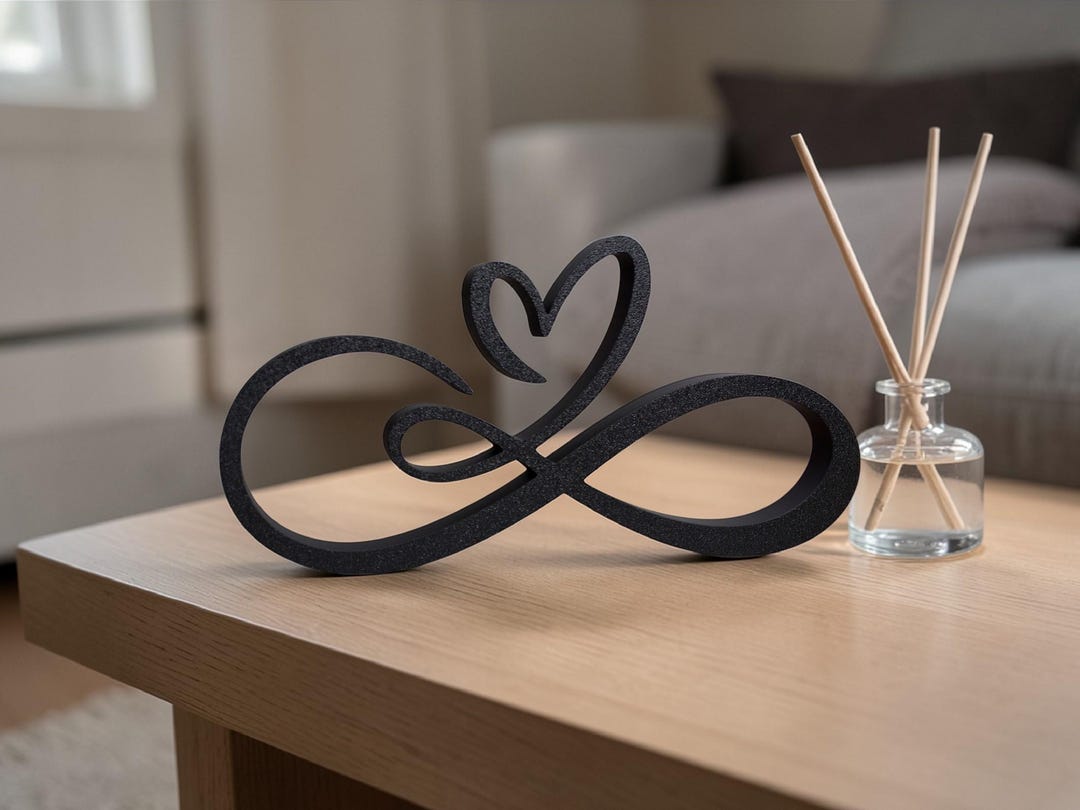 Infinity Heart Ornament, Modern Art Home Decor, Freestanding Shelf