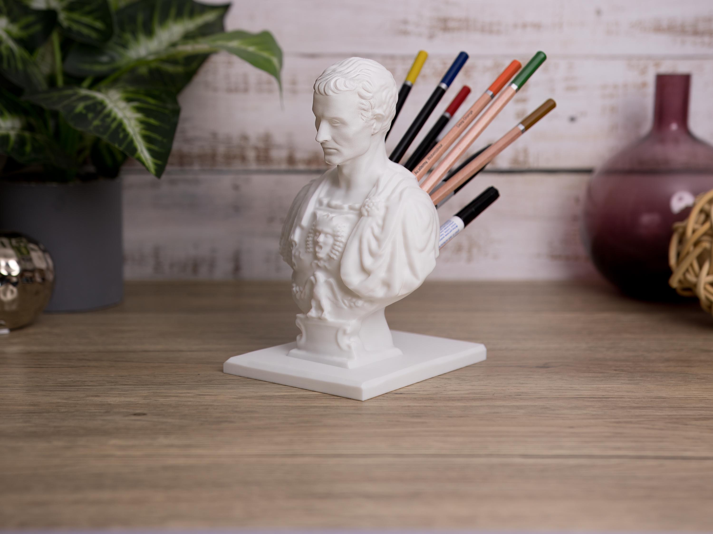 Julius Caesar Pen Holder: 3D Printed Roman Emperor Desk Organizer, Pen ...