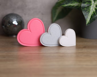 Freestanding Heart Shaped Ornaments Set Of 3, Love Hearts, Home Decor, Heart Accessory's, Heart Ornament, Pink, Marble, White