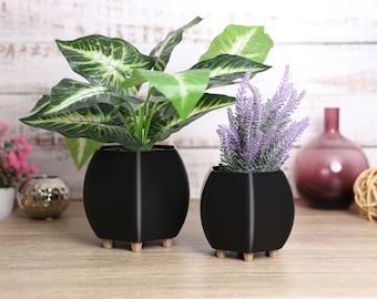 Black Rounded Hexagon Pot With Feet, Planter With Feet, Modern Design, Indoor Plant Pot, Coloured Pots, Eco Friendly, Cute Pot