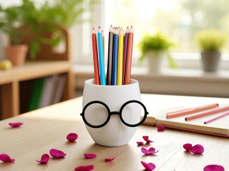 Transform your space with our quirky glasses plant pot! Perfect for plants or as a chic desk organizer. Eco-friendly and designed with 3D printing technology.