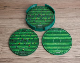 Football Pitch Drinks Coasters, Novelty Gift For Soccer Fans, Match‑Day Home Decor, Sports