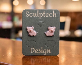 Quirky Pig Stud Earrings, Tiny Pink Pig Jewellery, Fun Gift for Animal Lovers