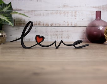 Sculpture d'art au trait Love : ornement de coeur minimaliste, décoration d'intérieur, coeurs d'amour autoportants