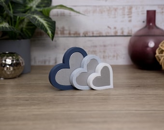 Freestanding Heart Ornaments, Silver Centre Heart Decoration, Modern Home Décor, Gift for Couples