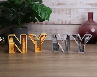New York City Skyline Letter Art: Freestanding NY Sculpture, Home Decor Ornaments