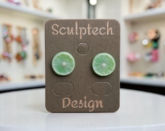Lime Slice Earrings, Mini Fruit Studs, Citrus Jewellery, Hypoallergenic Posts