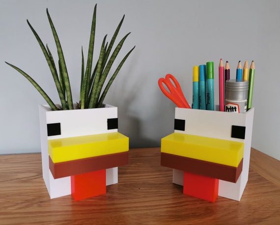 Minecraft Chicken Plant Pot, Pen Pot, Desk Organizer, Gaming Gift