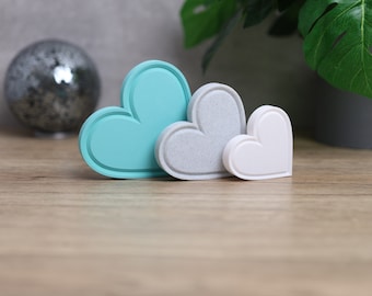 Freestanding Heart Ornaments, Teal, Marble, White, Love Home Decor