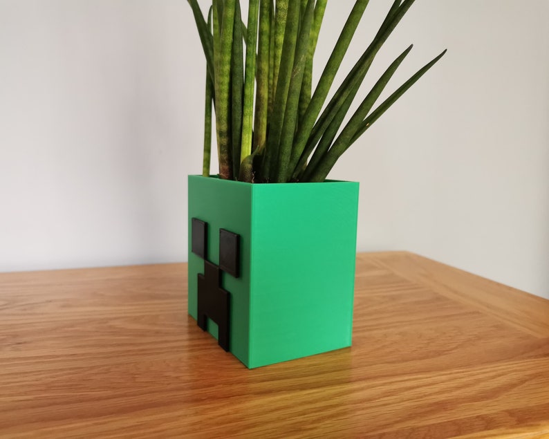 Minecraft Creeper Plant Pot Desk Top Organizer Minecraft Etsy